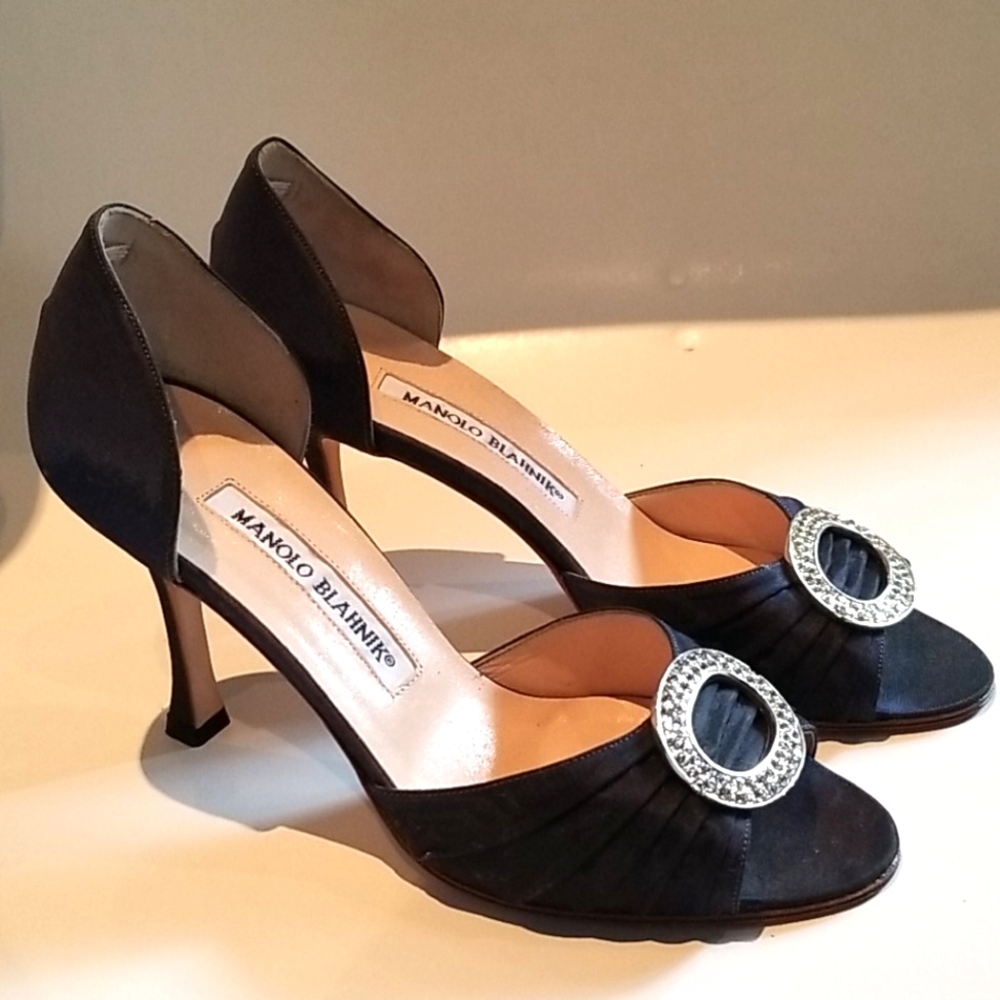 Manolo Blahnik Sedaraby Blue Taffeta NIB Sz 35 6